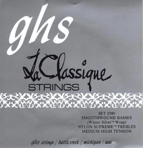 Classic Guitar Strings GHS 2390-clear nylon, smooth wound, high tension|Brown Dog Banjos.