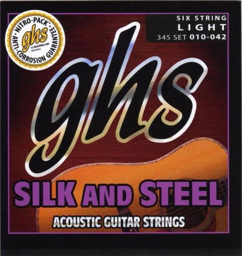 GHS 345 Guitar 6 String-light, steel, silk/silvered copper windings.
