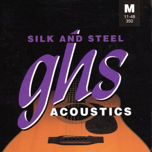 GHS 350 Guitar 6 String-med, steel, silk/silvered copper windings.
