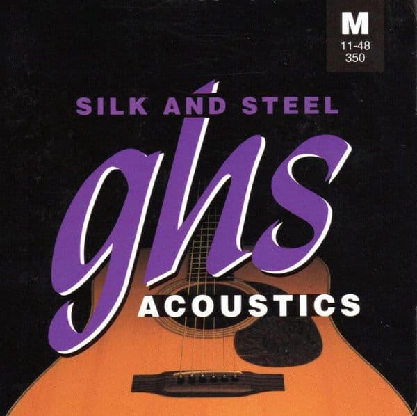 GHS 350 Guitar Strings-6 string, medium steel, silk /silvered copper windings| Brown Dog Banjos