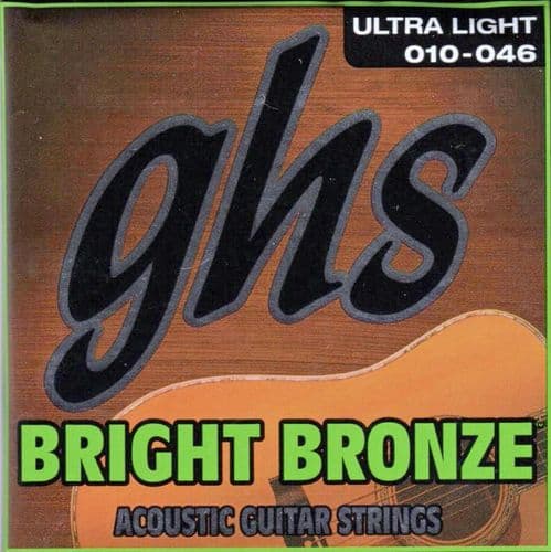 GHS BB10U Guitar strings-Ultra light, steel bright bronze.