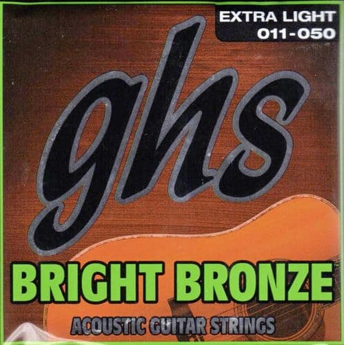 GHS BB20X Guitar strings-Extra light, steel bright bronze.