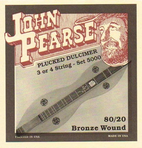 John Pearse JP5000 Mountain Dulcimer Strings-silvered steel, bronze wound, loop ended.