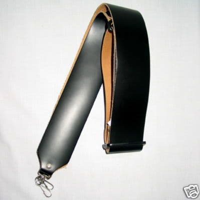 LEVY BANJO STRAP - black leather, adjustable.