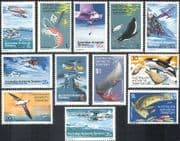 AAT 1973 Penguins/ Whales/ Planes/ Seal/ Birds/ Nature/ Transport/ Polar/ Antarctic 12v set (b472)