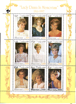 Afghanistan 1998 DIANA, Princess of Wales 9v sht n13517