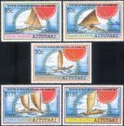 Aitutaki 1992 Festival of Pacific Arts/ Canoes/ Boats/ Sail/ Sailing/ Transport 5v set (b1912d)