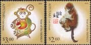 Aitutaki 2016 YO Monkey/ Animals/ Nature/ Zodiac/ Fortune/ Luck/ Greetings 2v set (s87u)