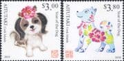 Aitutaki 2018 YO Dog/ Animals/ Nature/ Zodiac/ Fortune/ Luck/ Greetings 2v set (s87v)