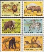 Ajman 1969 Rhino/ Lion/ Bear/ Elephant/ Camel/ Animals/ Nature/ Wildlife 6v set (b2753a)