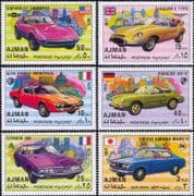 Ajman 1971 Modern Cars/ Transport/ Motoring/ Motors/ Porsche/ Jaguar/ Corvette 6v set (s5353b)