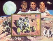 Ajman 1971 Space/ Apollo 15/ Astronauts/ Moon Rover/ Rocket imperforate m/s (s4003b)