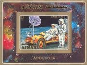 Ajman 1971 Space/ Apollo 15/ Moon Rover/ Astronauts/ Rocket imperf m/s (s4003t)