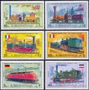 Ajman 1971 Trains/ Steam Engines/ Locomotives/ Rail/ Railways/ Transport 6v set (s2835b)