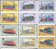 Ajman 1971 Trains/ Steam Engines/ Locomotives/ Railway/ Transport 6v set IMPERFORATE pairs (s2835w)