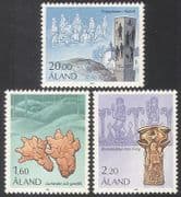 Aland 1986 Archaeology / History / Heritage / Carving / Art / Monuments 3v set (n39140)
