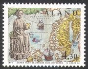 Aland 1995 St Olaf/ Statue/ Maps/ Sailing Ships/ People/ Transport/ Religion 1v (n41367)
