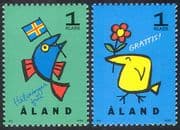 Aland 1996 Greetings /Bird/ Fish/ Animation/ cartoons/ Flags/ Animals 2v set (n41601)
