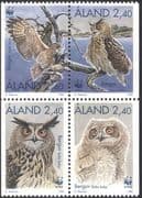Aland 1996 WWF/ Eagle Owls/ Birds/ Raptors/ Nature/ Conservation 4v pane (n41575)