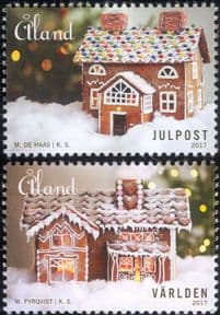 Aland 2017 Christmas/ Greetings/ Gingerbread Houses/ Biscuits/ Baking 2v set af1033