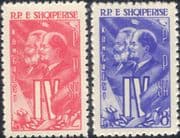 Albania 1961 Workers' Party Congress/ Unions/ Marx/ Lenin/ Politics/ People 2v set (n46642)