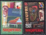 Albania 2003 Poster Art/ Piano/ Music/ Apple/ Ceramics/ Eye/ Bearded Man/ Animation 2v set (n31246)