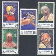 Alderney 1998 Diving Club / Sport / Marine / Ships / Boats / Wreck / Divers 5v set (n26161)