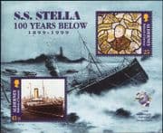 Alderney 1999 SS "Stella"/ Ships/ Shipwreck/ Nautical/ Transport/ Stained Glass 1v m/s (n26160)