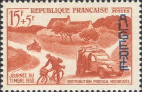 Algeria 1958  Stamp Day/ Post/ Mail/ Motorbike/ Car/ Bike/ Postal Transport/ Motorcycle  1v  n23236a