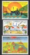 Algeria 1974 Tractor / Farming / Children's Art / Paintings / Buildings 3v set (n39216)
