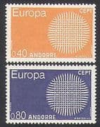 Andorra 1970 Europa / CEPT / Animation / Communications / Sun 2v set (n35750)