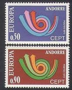Andorra 1973 Europa / CEPT / Animation / Communications / Posthorn 2v set (n35749)