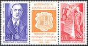 Andorra 1990 General de Gaulle/ People/ WWII/ Military /Politics 2v set + lbl as strip (n41861)