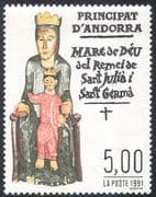 Andorra 1991 Virgin and Child/ Statue/ Religion/ Art/ Craft/ Carving 1v (n41849)
