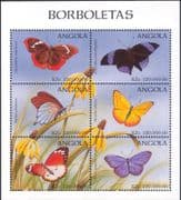 Angola 1998 Butterflies/ Insects/ Nature/ Butterfly 6v shtlt (b7725a)