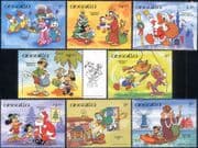 Anquilla 1984 Disney/ Christmas/ Santa Claus/ Windmill/ Cartoons 8v set (b2033y)