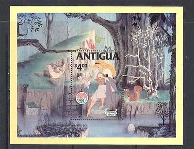 Antigua 1980 Disney OWL / Rabbit / Sleeping / Xmas m / s n13861