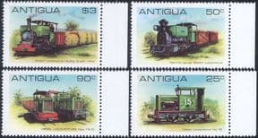 Antigua 1981  Sugar Cane Railway/ Steam Engines/ Locomotives/ Trains  4v set  (s703k)