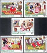 Antigua 1985 Disney/ Mickey/Horse/ Brothers Grimm/ Folk Tales/ Fairy/ Books/ Writers 5v set (n42576)