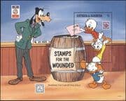 Antigua 1989 Disney/ American Philately/ Stamps/ Charity/ APS/ Cartoons 1v m/s (b413c)
