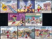 Antigua 1989 PhilexFrance/ Disney/ Mickey/ Helicopter/ Cartoons/ StampEx 8v set (s5541e)
