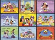 Antigua 1993 Disney/ Christmas/ Greetings/ Nutcracker/ Mickey/ Cartoons/ Ballet 9v set (b6301w)