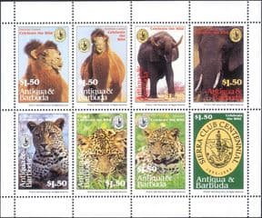 Antigua 1994  Sierra Club/ Camel/ Elephant/ Leopard/ Animals/ Wildlife/ Nature  8v m/s  (s3470t)