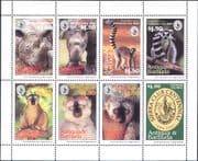 Antigua 1994 Sierra Club/ Lemurs/ Rhinoceros/ Animals/ Wildlife 8v m/s (b4448q)