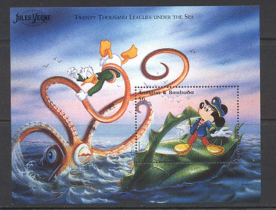 Antigua 1996 DISNEY / Marine / Jules Verne m / s ref:s1049