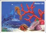 Antigua & Barbuda 1994 Seahorse/ Crab/ Coral/ Marine Animals/ Sea Life 1v m/s (b7855p)
