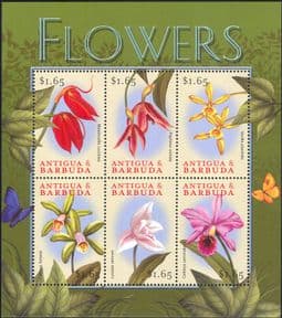 Antigua & Barbuda 2000  Flowers/ Orchids/ Plants/ Nature  6v sht  (b4222n)