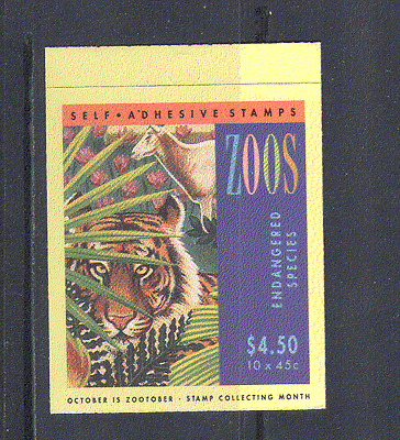 Australia 1994 Zoos / Cheetah / Cat / Parrot 10v bklt n14741