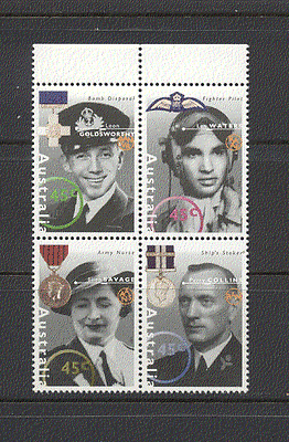 Australia 1995 Military / War Heroes 4v blk n19060