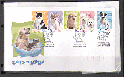 Australia 2004 Cats / Dogs / Pets / Animals 5v FDC (n16053)